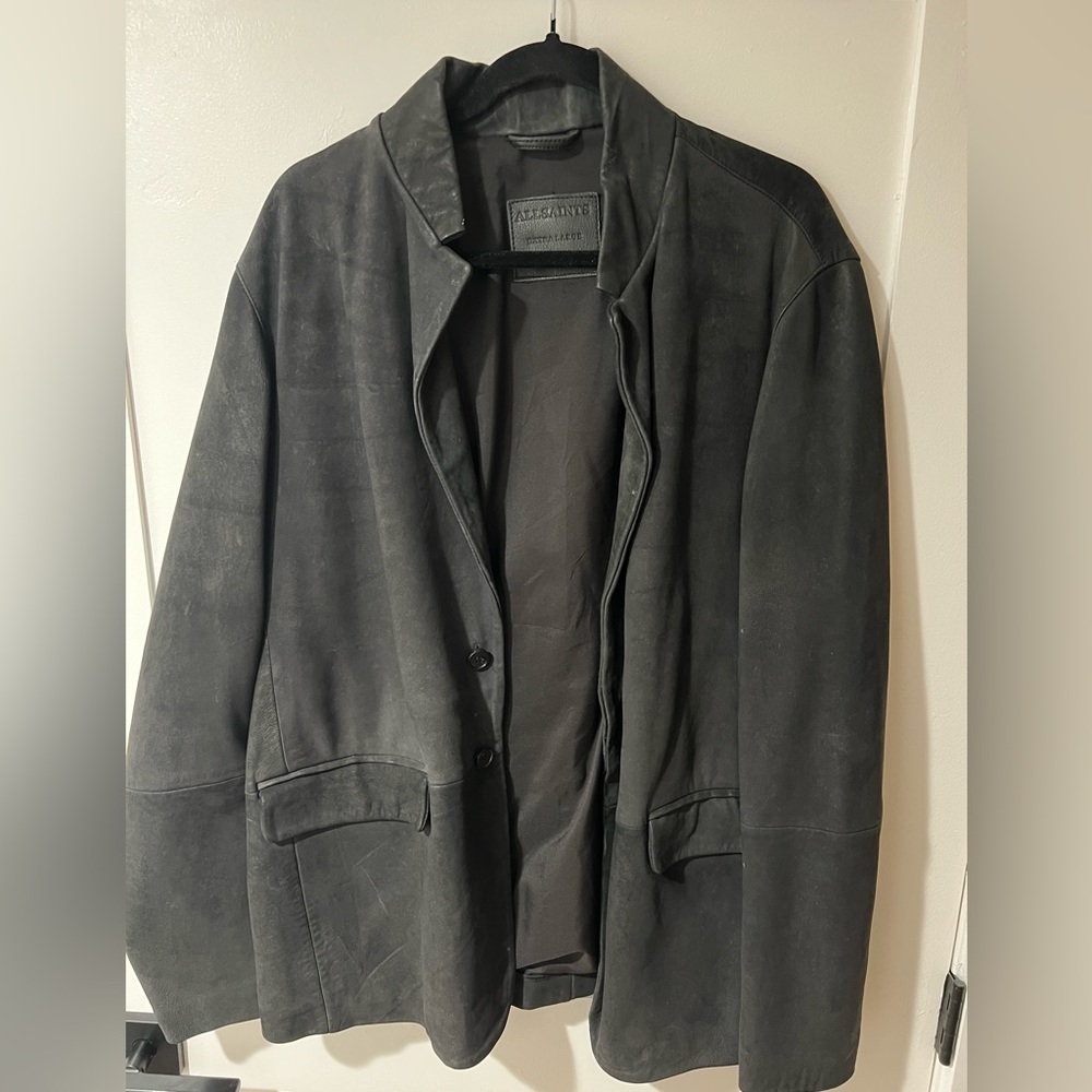 ALLSAINTS ALL GENUINE BLACK LEATHER BLAZER JACKET